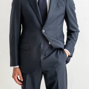 Single Breasted Pepita Suit Navy