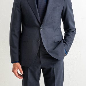 Luxury Pepita Wool Suit Blue