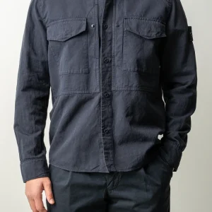 Cotton Linen Canvas Ghost Overshirt 1200012 Navy Blue