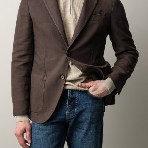 Cotton Ramie Blazer Brown