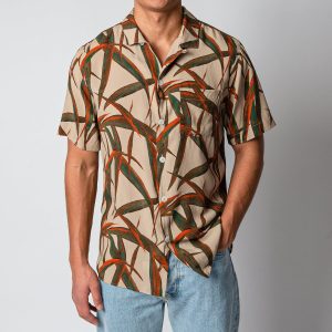 SHORT SLEEVE VINTAGE BOWLING SHIRT Beige