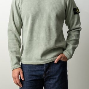 Mesh Stitch Organic Cotton Fleece Sweater 6100011 SAGE