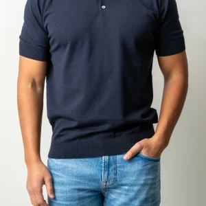 Luxury Creped Cotton Polo SS Navy