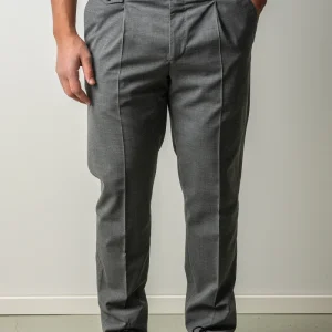 Gentleman One Pleat Wool Trouser MID GREY