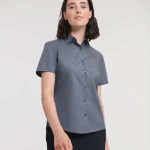Dam kortärmad skjorta i polycotton Easycare-poplin