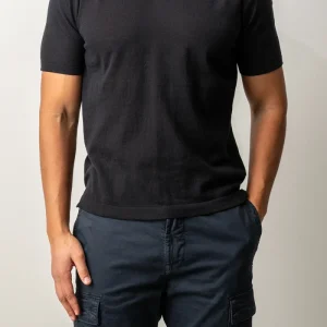 Knitted Open Polo SS Black
