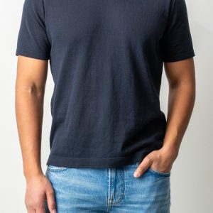 Knitted Open Polo SS Navy