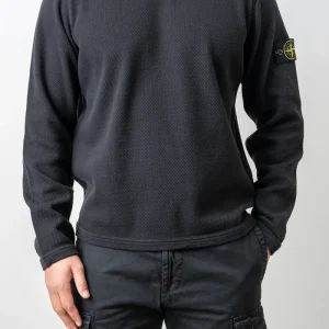 Mesh Stitch Organic Cotton Fleece Sweater 6100011 Black
