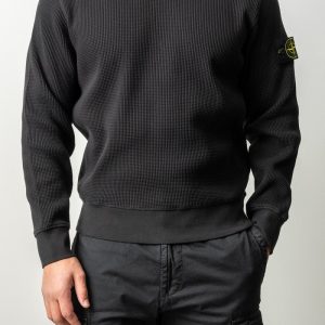 Organic Cotton Waffle Fleece Sweater 6100056 Black