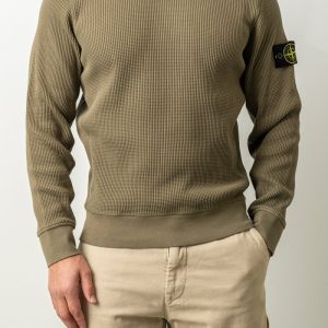 Organic Cotton Waffle Fleece Sweater 6100056 MILITARY GREEN