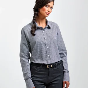 Dam - Microcheck (Gingham) långärmad skjorta i bomull