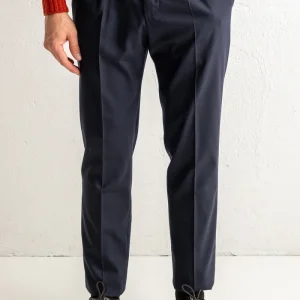 Gentlemen One Pleat Wool Trouser Navy