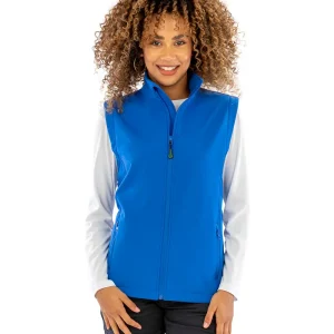 Bodywarmer i återvunnen 2-lagers tryckbar softshell för damer