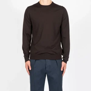ROYAL 120'S MERINO CREWNECK Dark Brown