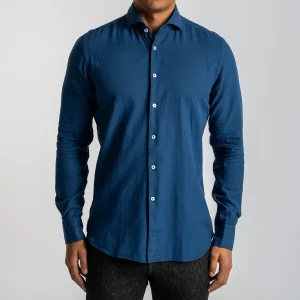 Luxury Cotton Flannel Shirt Cobalt Blue