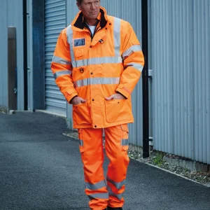 Cargo-byxor i polycotton med knäskyddsfickor och Hi-Vis (Hv018T/3M)
